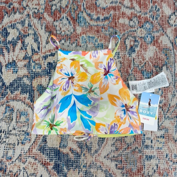 Roxy Other - Roxy Printed Beach Classics Crop Bikini Top Snow White Pualani Combo SZ XS NWT